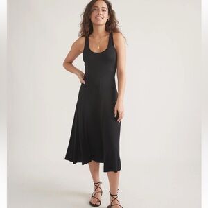 Marine Layer Lexi Black Ribbed Midi Dress Tank